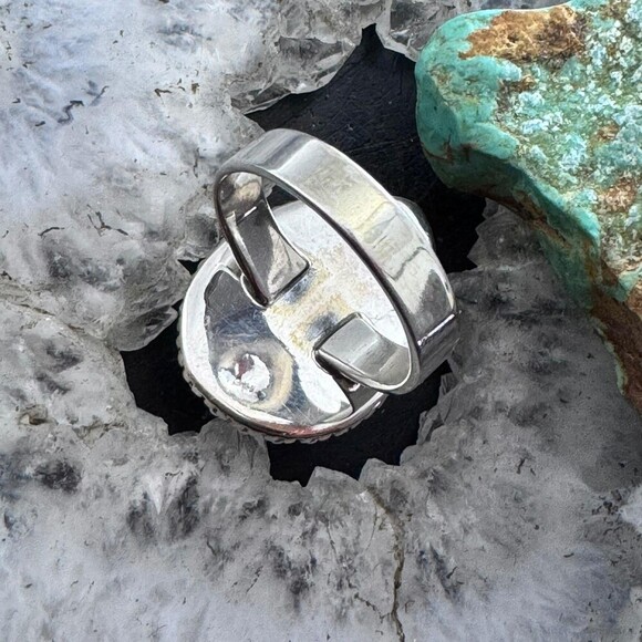 Sterling Southwestern Style Teardrop Purple Rainbow Moonstone Ring S 8 For Women - Picture 7 of 10